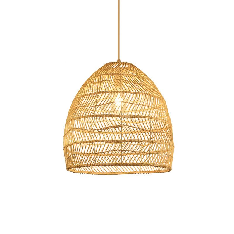 Bamboo Basket Ceiling Pendant Light Asia Style Suspension Pendant Light in Beige