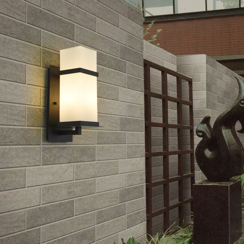 Contemporary Wall Sconce Glass Outdoor Wall Light Fixture for Courtyard