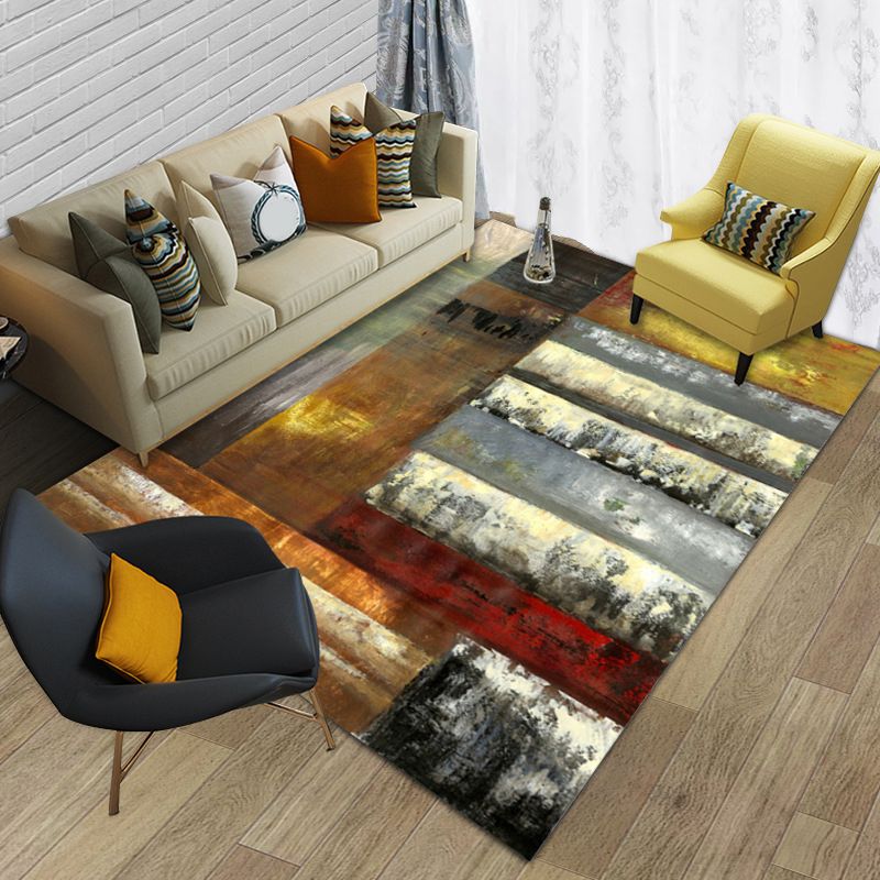 Contemporary Abstract Colorblock Rug Multicolor Polyester Rug Washable Area Rug for Living Room