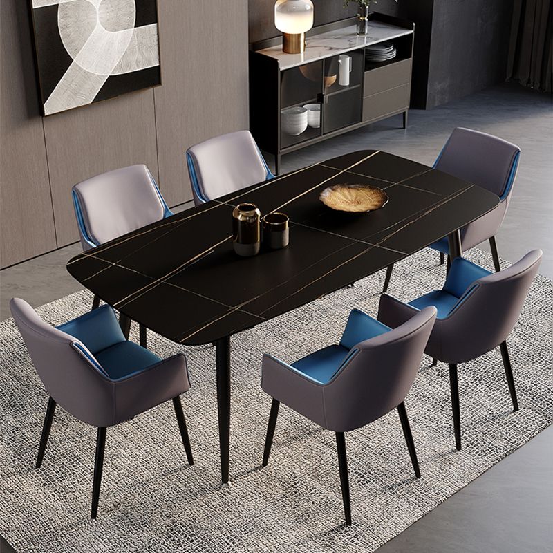 Home Contemporary Arm Chair Parsons Back Metal Dining Room Chair with Cushion