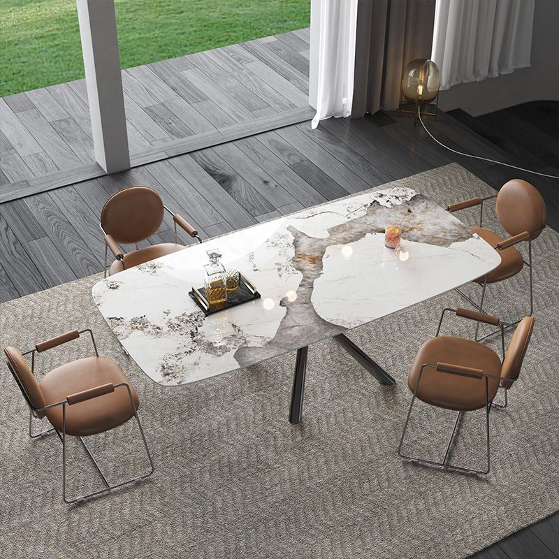 Contemporary 1/3/4/5/6 Pieces Dinette Set Rectangle Dining Room Table with Leather Chairs