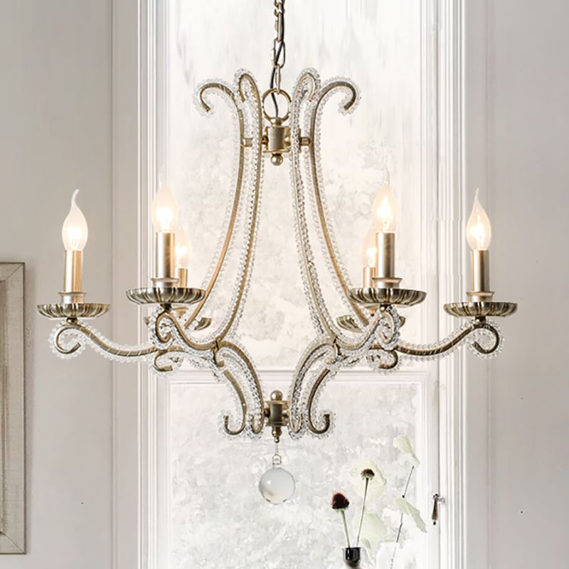 Candle Chandelier Light Fixtures American Style Multi-Head Hanging Pendant Lights for Living Room