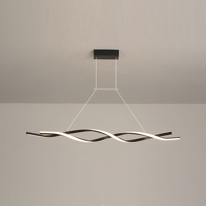 Lustre de l'île Curve Modern Island 2 têtes Restruction LED Pending Lighting