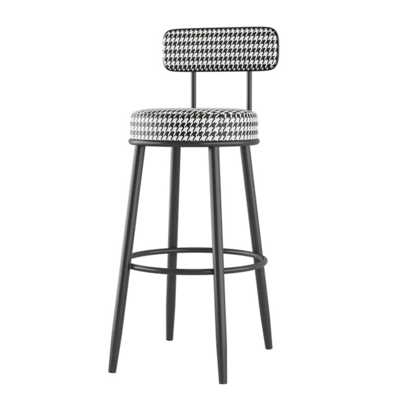 Modern Backrest Armless Counter Stool Iron Cafe Bar Stool with Cushion and Pedal