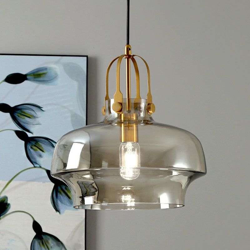 Pot Shaped Dining Room Hanging Lamp Glass Single Postmodern Ceiling Pendant Light