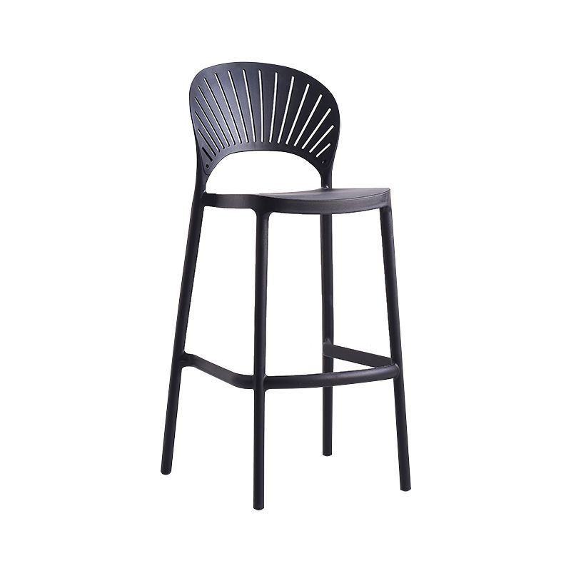 Backrest Counter High Stool Plastic Industrial Armless Cafe Bar Stool