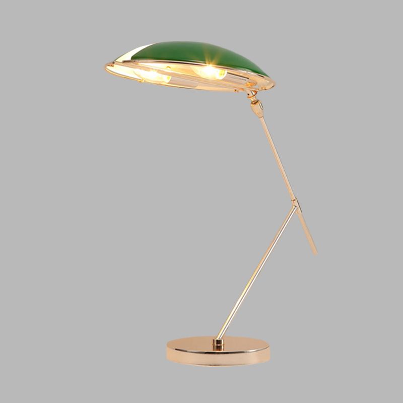 Metal Flat Dome Reading Light Light Modern de 2 bombas Lámpara de mesa verde con cable enchufable
