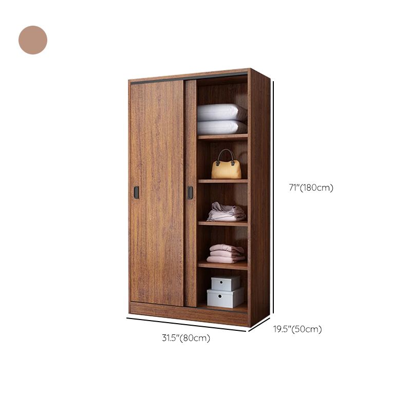 Engineered Wood Wardrobe Armoire Modern Storage Cabinet with Shelves