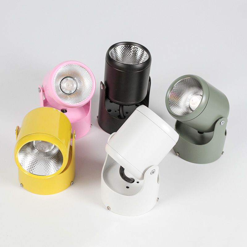 Luz empotrada cilíndrica giratoria estilo macarrón LED con pantalla de metal para dormitorio