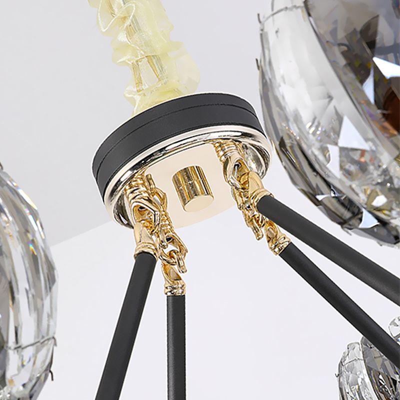 Black Global Global Chandelier Light tradicionalismo 6/8 Cabezas LEAM LED CHRISTAL CHISTAL PARA SALA DE VIVO