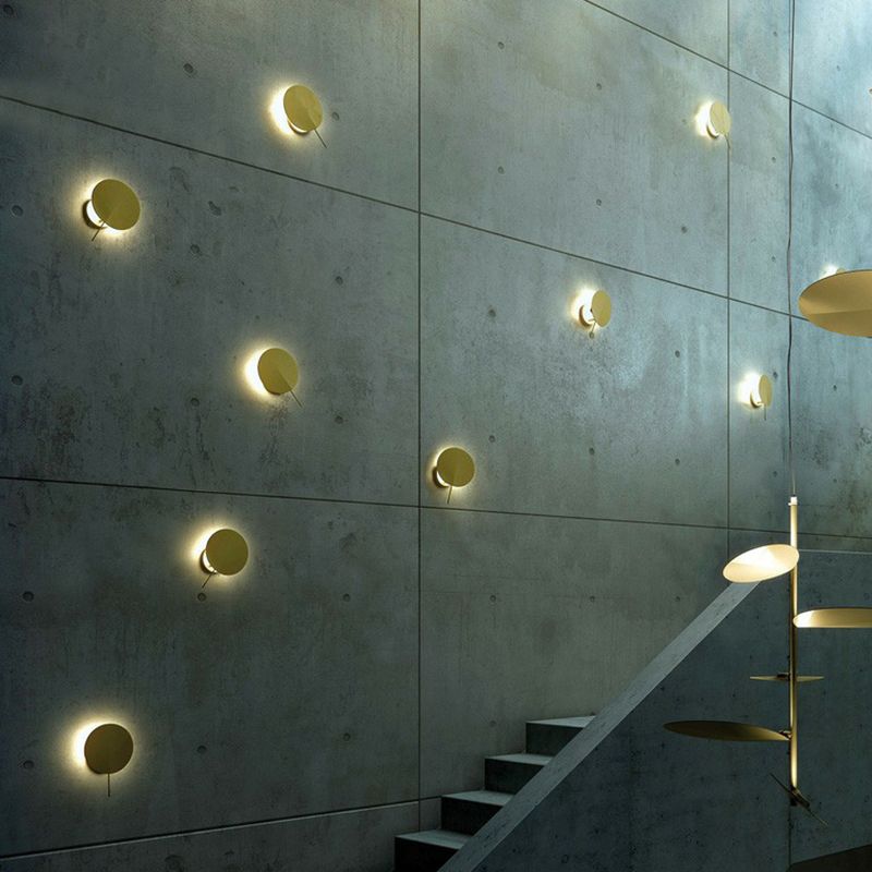 Art déco en forme de disque de lampe murale Metallique 1 tête d'escalier de tête Éclairage mural