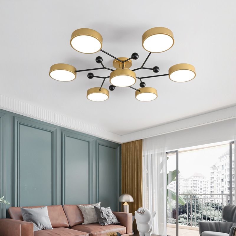 Molecular LED Semiflush Monte Light Macaron Style Metallo Living Camera Soffitto Luce