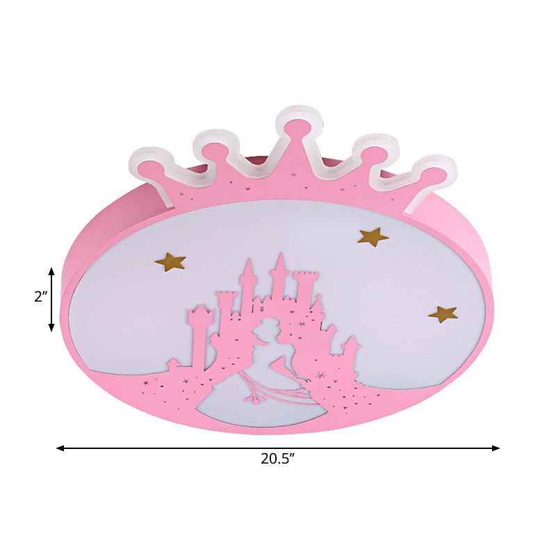 Acrilico Rotondo Soffitto Light Fixture Contemporary LED Rosa Flush Light con Princess Pattern