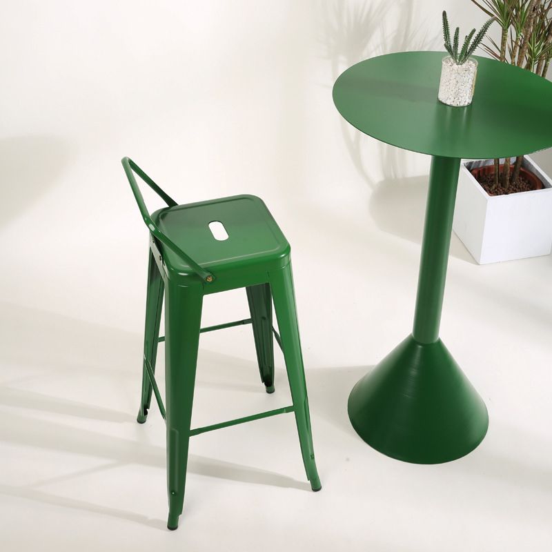 Industrial Bar and Counter Stool Metal Square Stool with 4 Legs