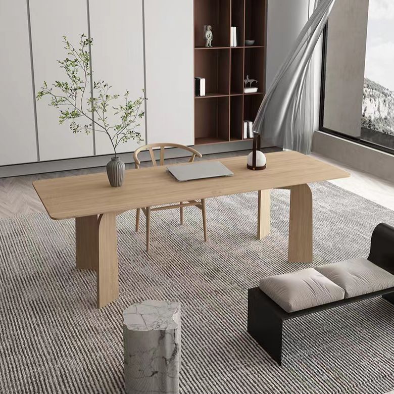 Modern Rectangle Dinette Set 1/2/4/5/6/7 Pieces Indoor Solid Wood Dining Table Set
