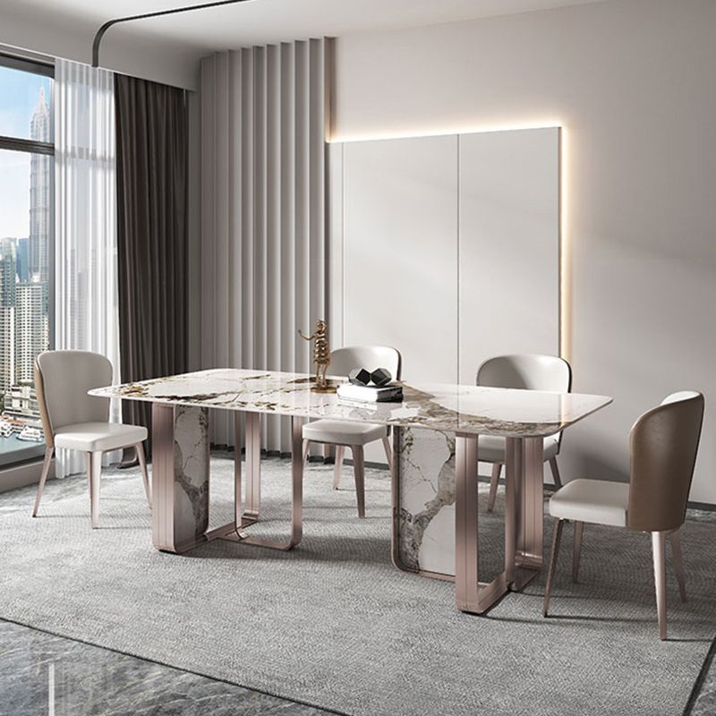 Luxurious 1/4/5/7 Pieces Rectangular Dining Set Sintered Stone Top Dinette Table Set
