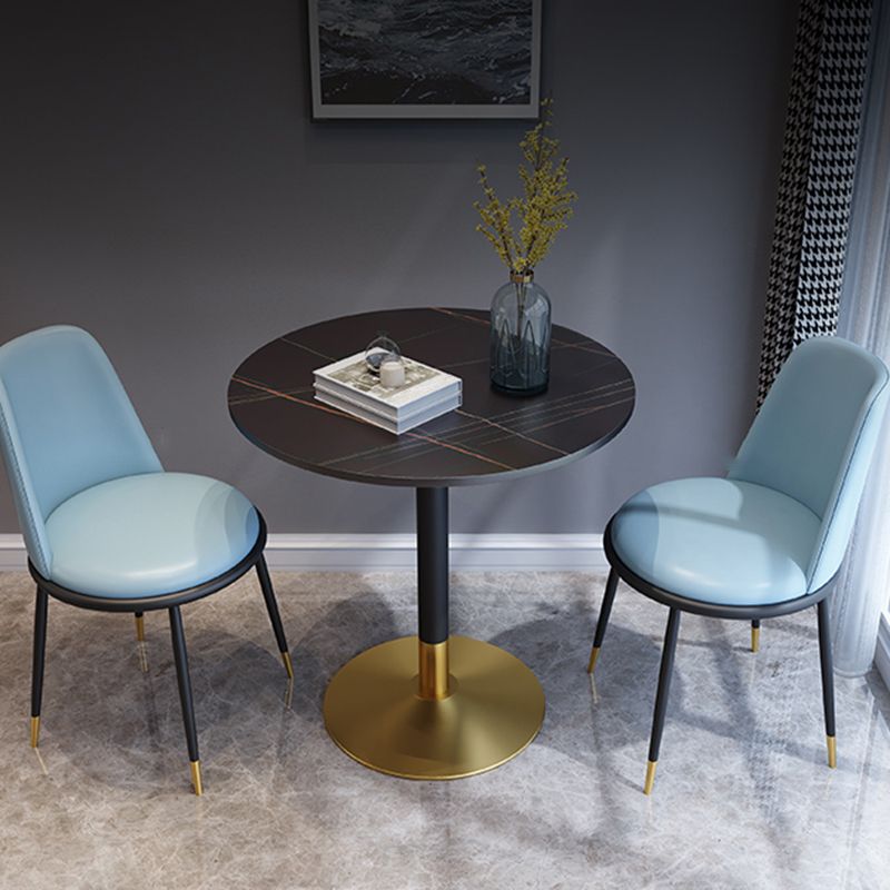 Glam Style Stone Top Dinette Table Metal Base Dining Table for Coffee Shop