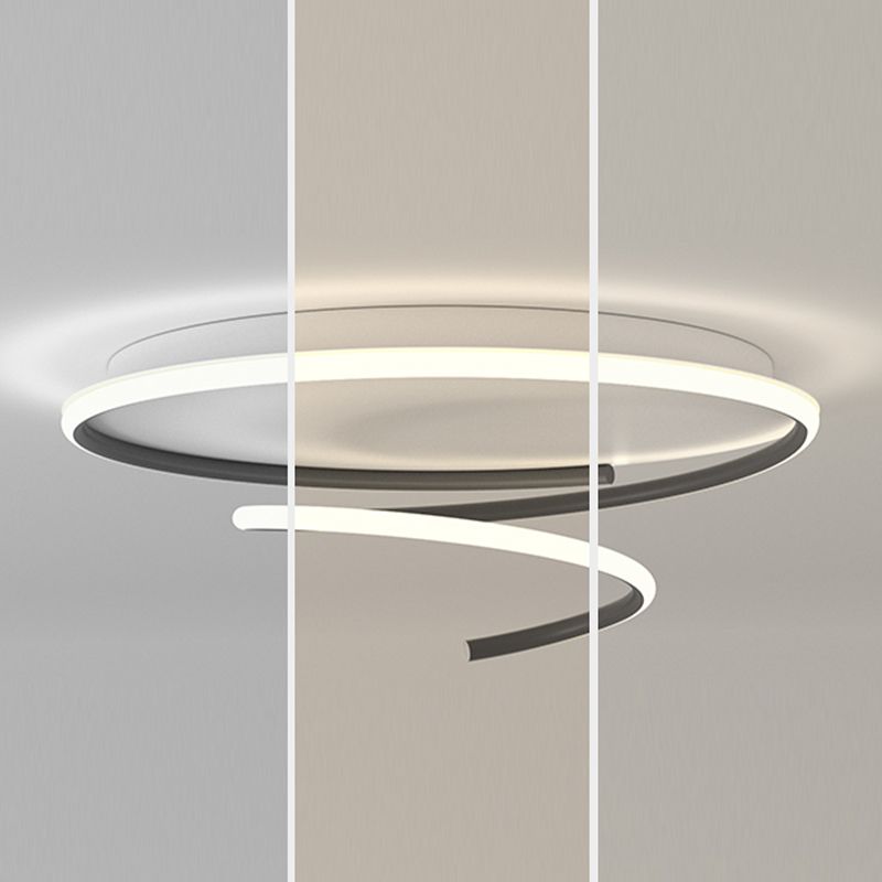 Contemporary Metal Ceiling Light Linear Black Flush Mount Light for Bedroom