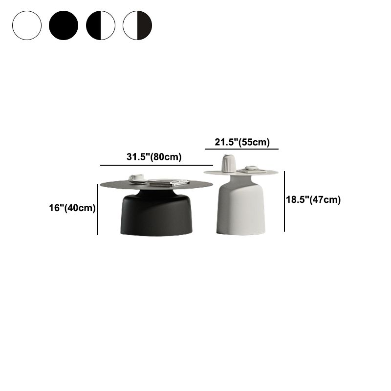 Pedestal Design Cocktail Table White/black Iron Round Coffee Table