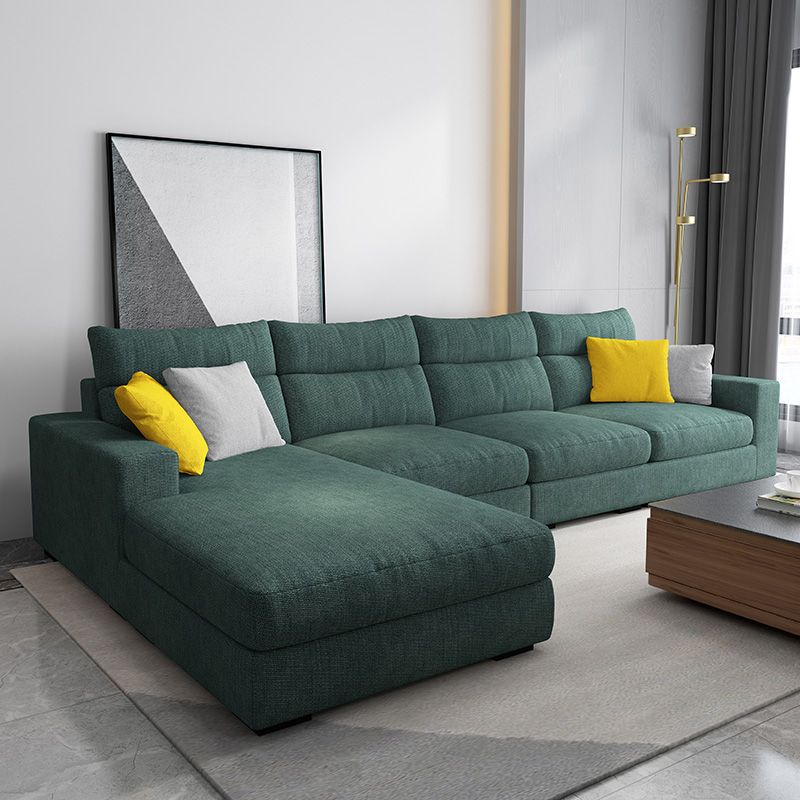 Contemporary Linen Square Arm Sofa & Chaise for Living Room