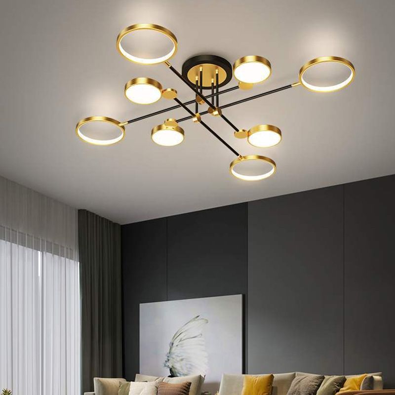 Ring kroonluchter hanglamp modernistische metalen hangende lampen met hangende koord voor woonkamer