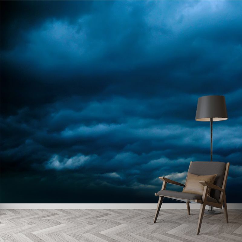 Blue Night Clouds Wallpaper Mural Moisture Resistant Wall Covering for Accent Wall