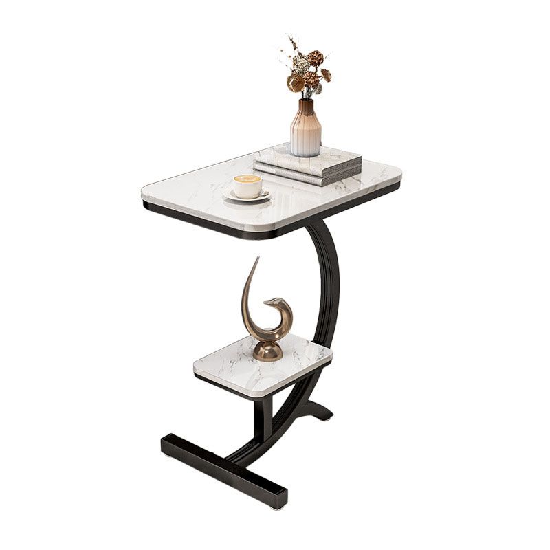 Minimalist Abstract End Table Rectangular Side Table with Storage