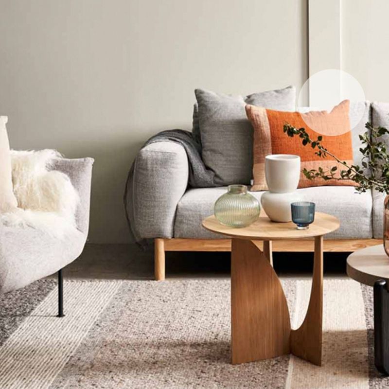 Contemporary Solid Wood Side Table Pedestal Round Living Room Table