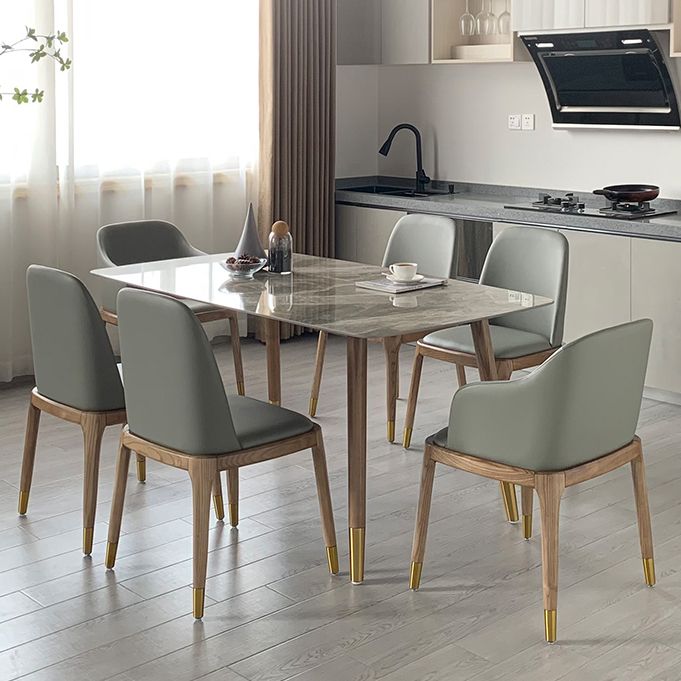 Mesa de comedor bicolor de piedra sinterizada Mesa de lujo de 4 patas para comedor