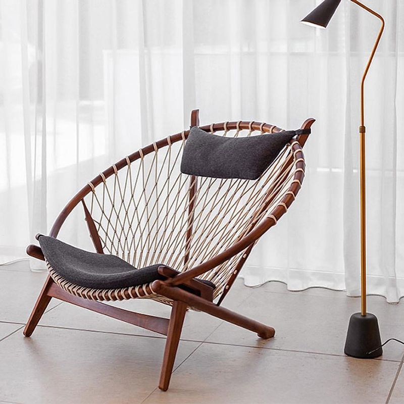 Scandinavian Papasan Chair Solid Color Wooden Papasan Chair for Living Room