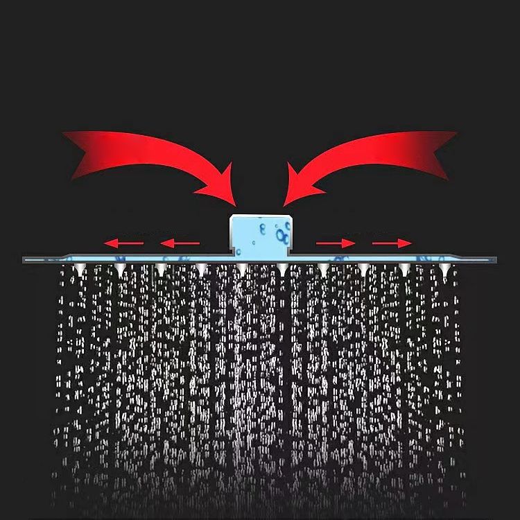 Square Metal Shower System Volume Control Dual Shower Head Shower Faucet with Shower Arm