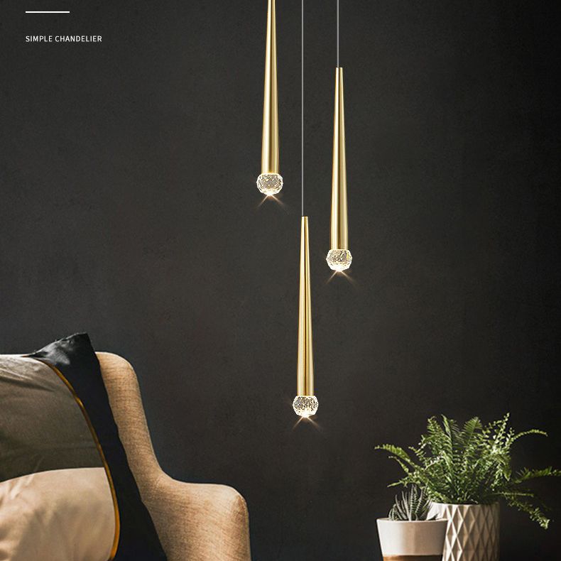 Crystal modern pendant Light 1-Light Cone Plafond Lightture pour chambre à coucher