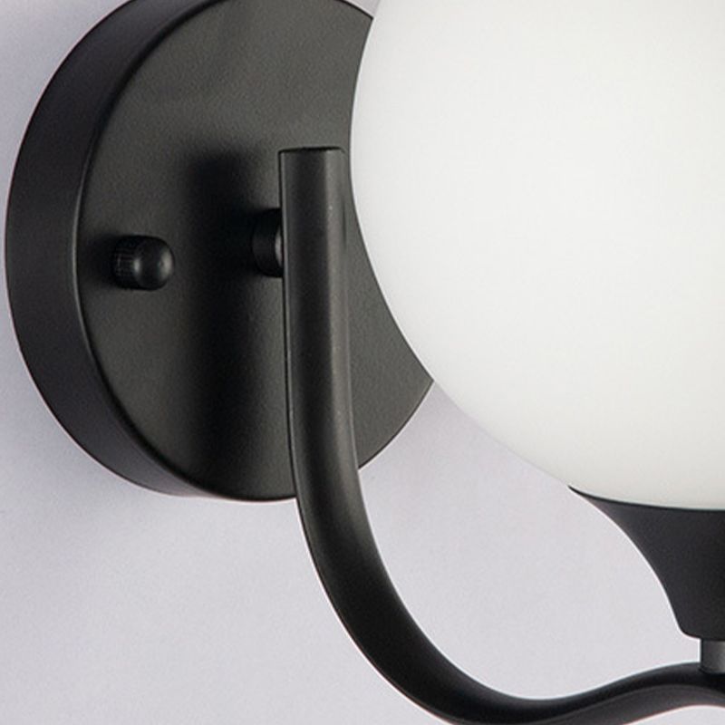 Modern Style Ball Shape Wall Light Glass Sconces in Black for Bedroom