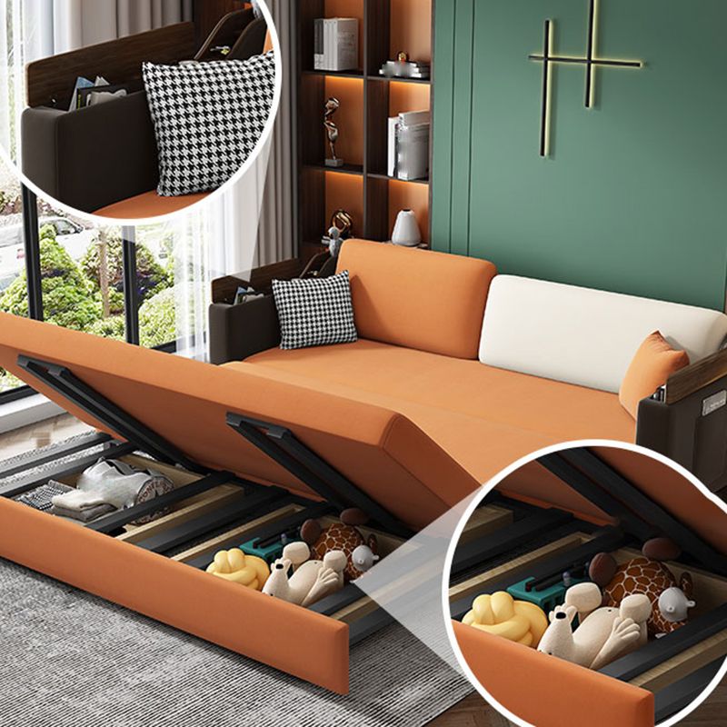 Orange Stain-Resistant Sofa Bed 26.77"H Fabric Sloped Arm Sofa Bed