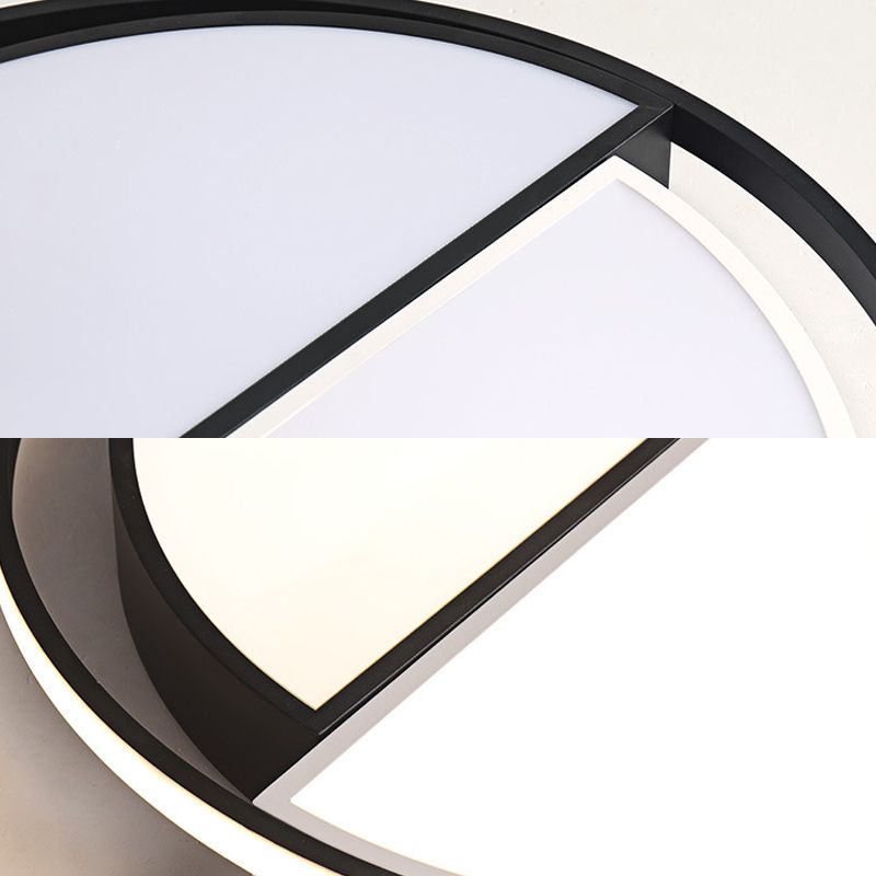 2 Lampada da incasso semicircolare Lampada da soffitto moderna a LED in metallo nero/bianco e nero per camera da letto in bianco caldo/caldo, 16,5"/20,5"/24,5" W