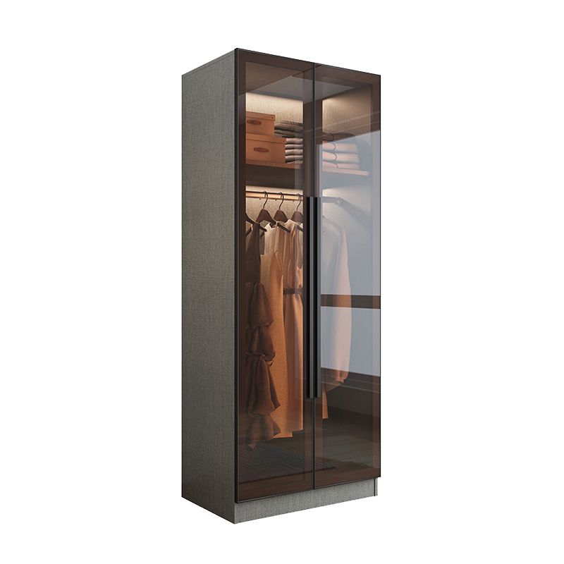 Contemporary Storage Cabinet Mirrored Finish Cabinet with Glass Door