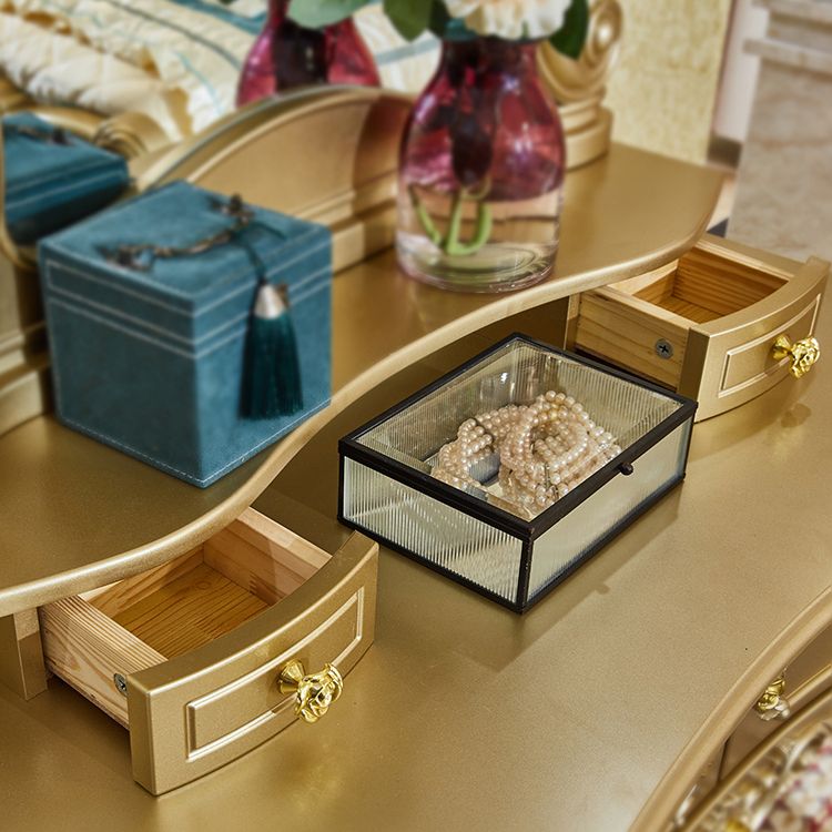 Victorian Wooden Vanity Dressing Table Gold 2-Drawer Make-up Vanity