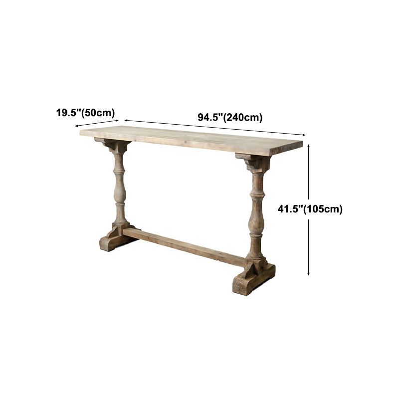 Industrial Distressed Wood Bar Table Gray Rectangle Top 41.3"H Bistro Table with Trestle