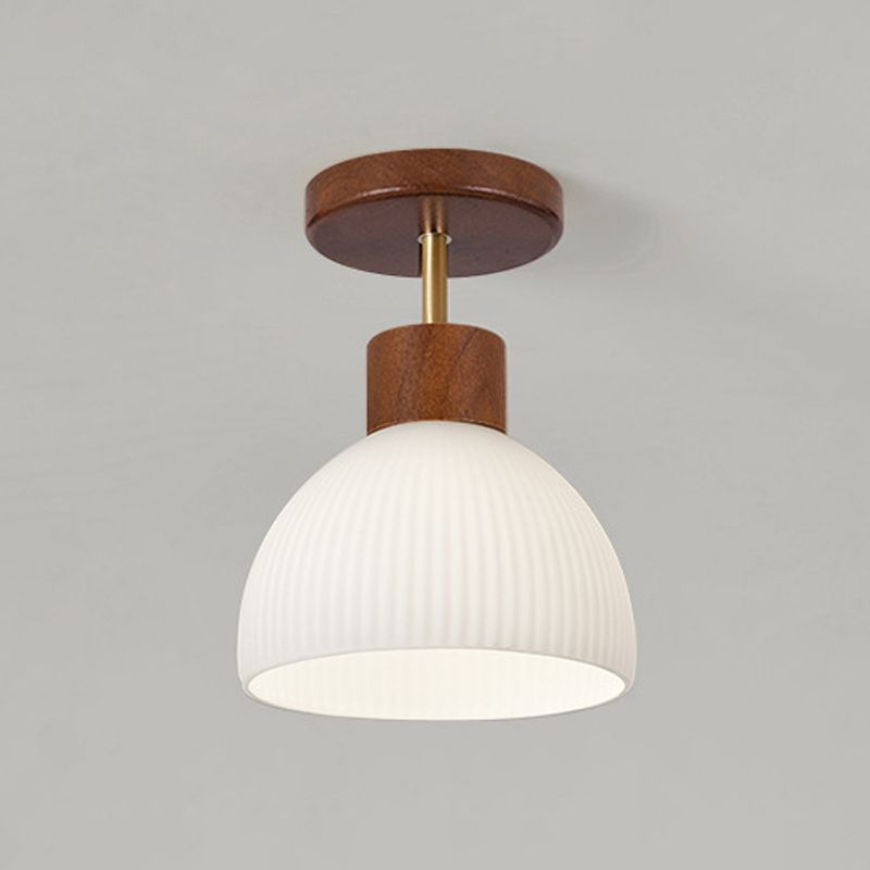 Contemporary Beige/Brown Flush Mount Lighting Wooden Ceiling Light for Bedroom