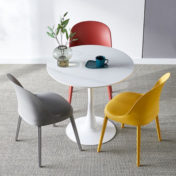 Round Dining Table Stone Top Dining Table in Black and White