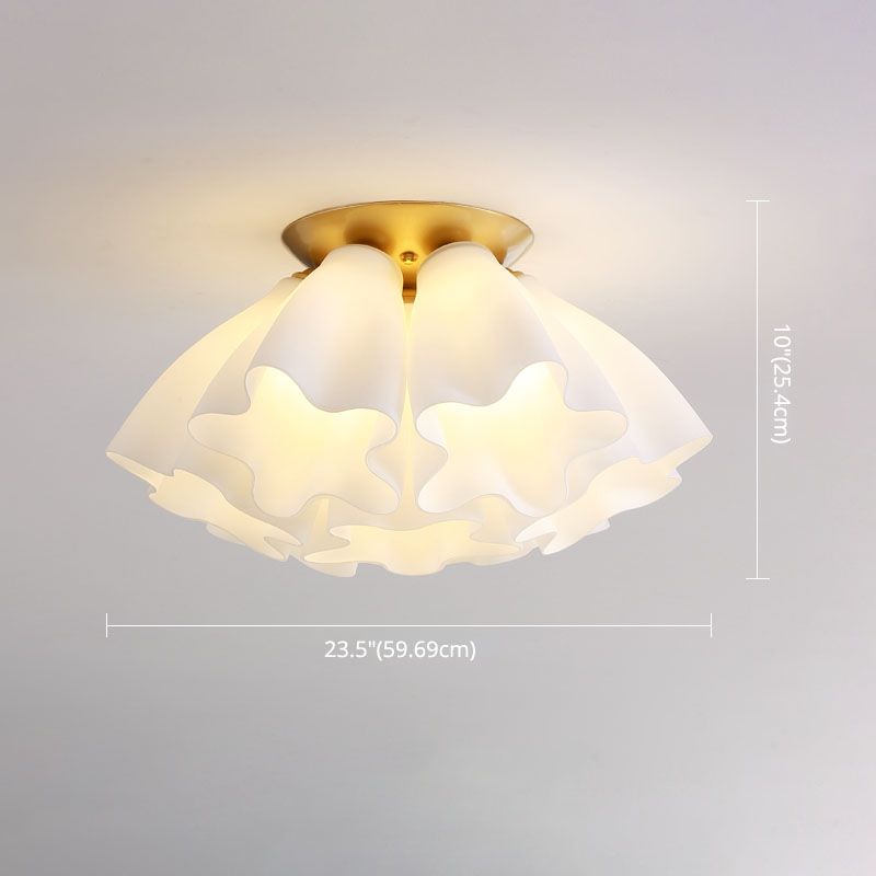 Gold Floral Ceiling Mount Light Fixture Minimalist-Style Glass Ceiling Flush Mount