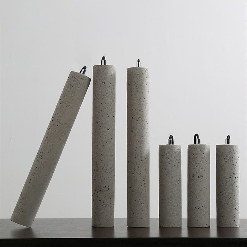 Graue zylindrische LED -Pendelleuchte im modernen künstlerischen Zementlampe für Esszimmer