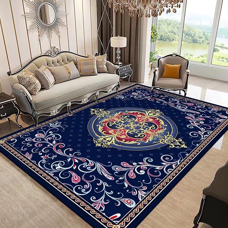 Dark Brown Modern Rug Polyester Graphic Indoor Rug Non-Slip Backing Rug for Sitting Room