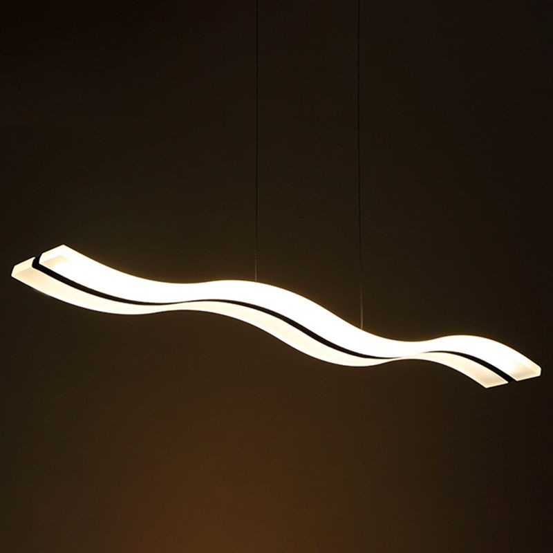 Acryl weiße LED-Insellicht im modernen präzisen Stil Edelstahl-Anhänger Licht für Esszimmer