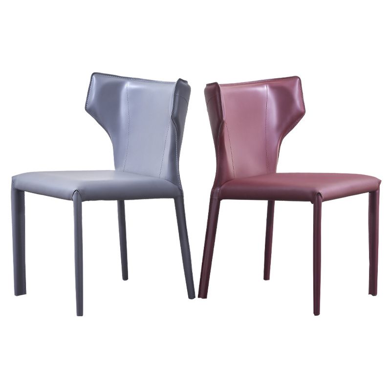 Wingback Side Chair Faux Leather Armless Dining Chairs for Home