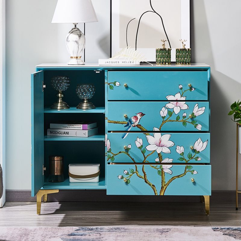 Glam Combo Dresser Horizontal Stone Storage Chest Dresser for Bedroom