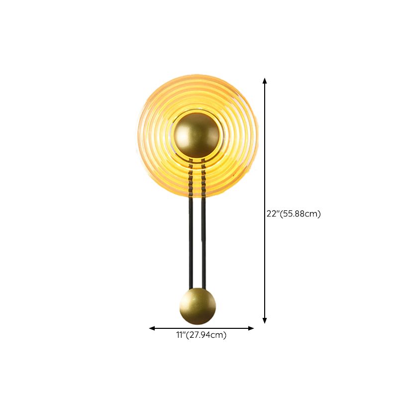 Glass Round Wall Light Modern 1-Light Wall Lights in Gold for Bedroom