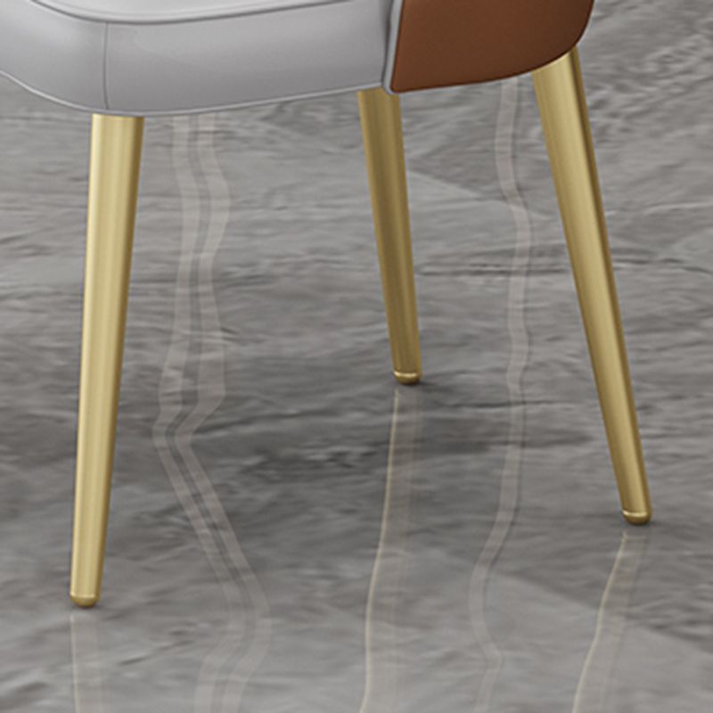 Nordic Metal Dining Room Armless Chairs Upholstered Linen Fabric Chairs for Restaurant