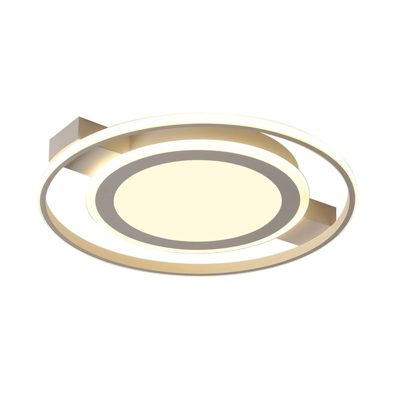 Acrylic 2 Circles Flush Light Fixture Minimalist White 18"/21.5" Wide LED Ceiling Mount Lamp in Warm/White Light