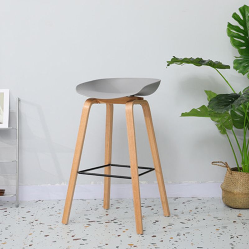 Contemporary Style Stool 4 Legs Wood Counter Stool for Home Use